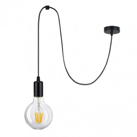 Lampy-sufitowe - lampa wisząca czarna regulowana e27 1x60w lino ad-ld-6358be27 orno 