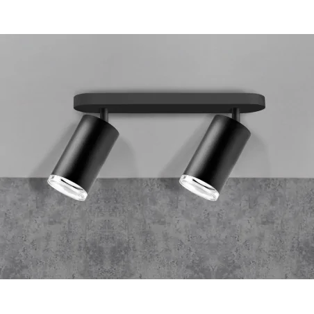 Kinkiety-do-salonu - czarna lampa ścienno-sufitowa turyn 2xgu10 ip44 324719 polux 