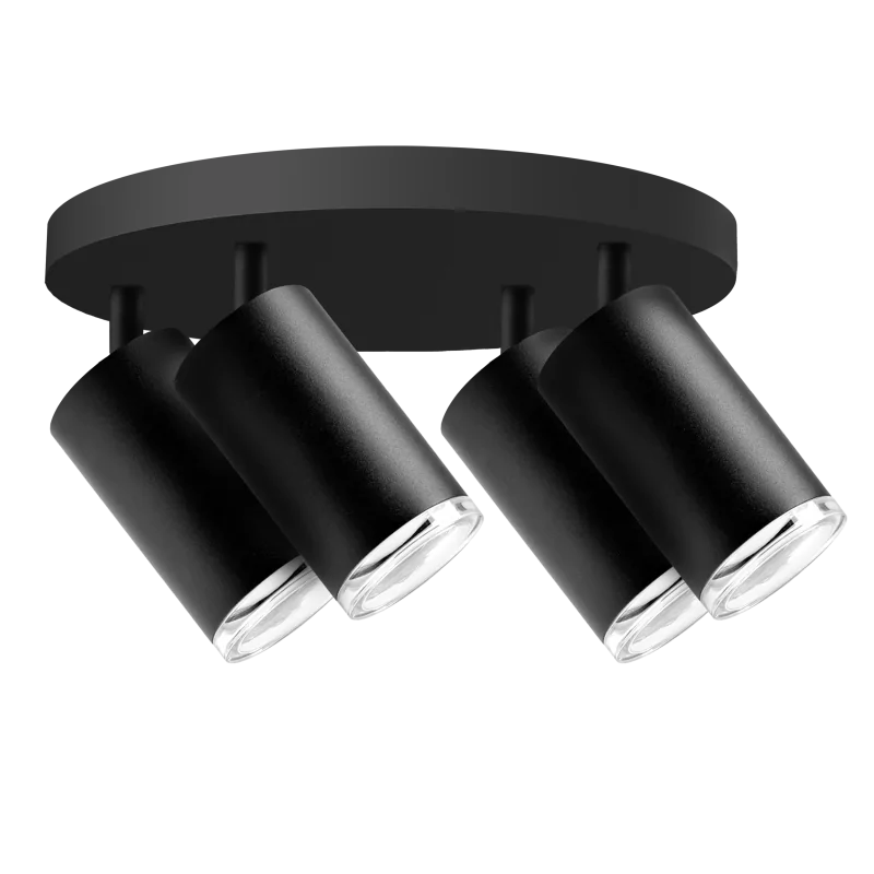 Oswietlenie-sufitowe - czarny plafon turyn 4xgu10 ip44 324733 polux firmy POLUX GOLDLUX 