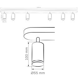 Kinkiety-do-salonu - czarna lampa ścienno-sufitowa turyn 6xgu10 ip44 324740 polux 