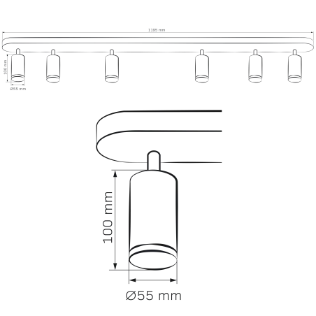 Kinkiety-do-salonu - czarna lampa ścienno-sufitowa turyn 6xgu10 ip44 324740 polux 
