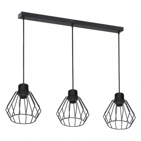 Lampy-sufitowe - oświetlenie sufitowe czarne ażurowe 3x60w e27 pino ad-ld-6375be27m orno 