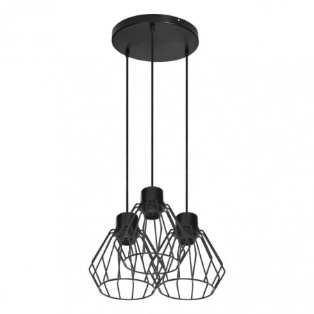 Lampy-sufitowe - lampa wisząca czarna okrągła 3x60w e27 industrialna pino ad-ld-6376be27m orno 