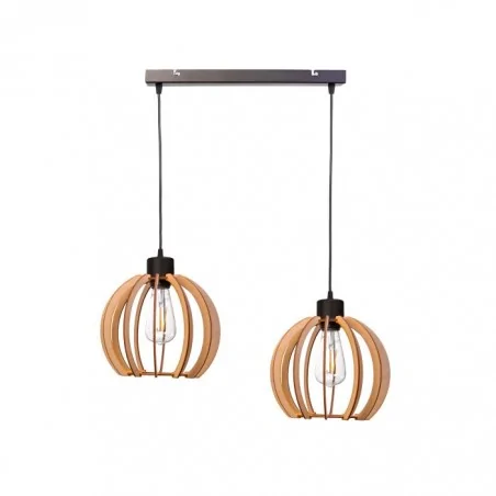Lampy-sufitowe - lampa wisząca - listwa czarno drewniana 2x60w e27 juala ad-ld-6377be27d orno 