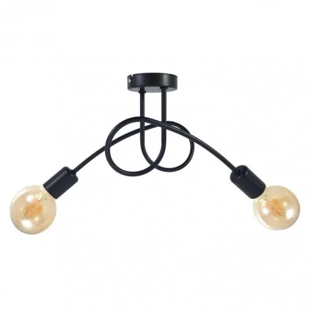 Lampy-sufitowe - czarna lampa sufitowa bez kloszy 2x60w e27 malaga ad-ld-6400be27m orno 