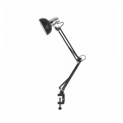 Lampki-biurkowe - lampka kreślarska czarna z chromowanymi wstawkami i klipsem e27 dakota ls012 nilsen