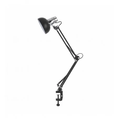 Lampki-biurkowe - lampka kreślarska czarna z chromowanymi wstawkami i klipsem e27 dakota ls012 nilsen 