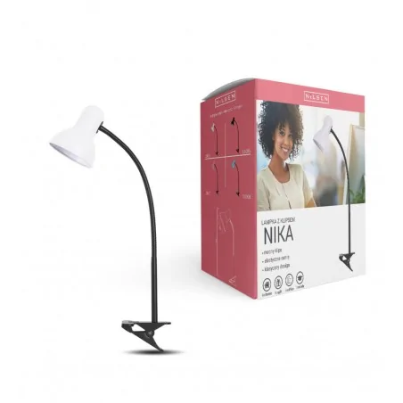 Lampki-biurkowe - biała lampka biurkowa e27 nika ls005 nilsen 