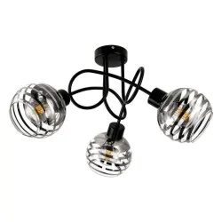 Lampy-sufitowe - lampa sufitowa szklana czarna e27 3x60w milano ad-ld-6415be27sw orno 