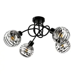 Lampy-sufitowe - czarne oświetlenie sufitowe szklane e27 4x60w milano ad-ld-6416be27sw orno 