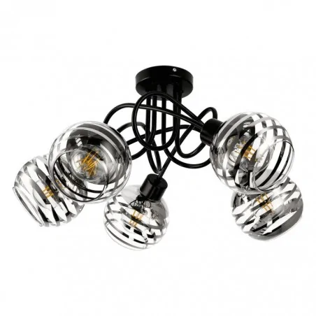 Lampy-sufitowe - lampa sufitowa czarna - szklana e27 5x60w milano ad-ld-6417be27sw orno 