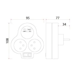 Rozgalezniki - rozgałęźnik podwójny złodziejka + 2xusb wyłącznik z-12 rum-lux 