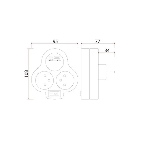 Rozgalezniki - rozgałęźnik podwójny złodziejka + 2xusb wyłącznik z-12 rum-lux 