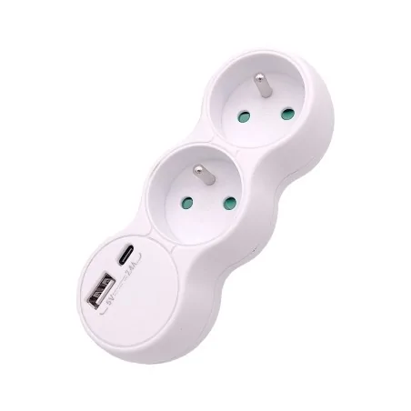 Rozgalezniki - rozgałęźnik podwójny złodziejka + 2xusb biały z-13 rum-lux 