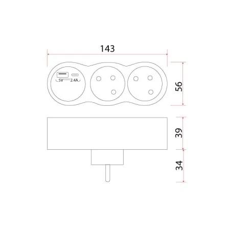 Rozgalezniki - rozgałęźnik podwójny złodziejka + 2xusb biały z-13 rum-lux 