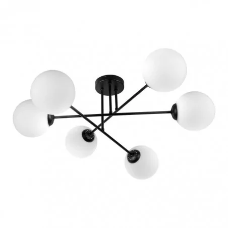 Lampy-sufitowe - sześciopunktowa lampa sufitowa czarno-biała e27 6x60w leia 6p ad-ld-6439be27sm orno 