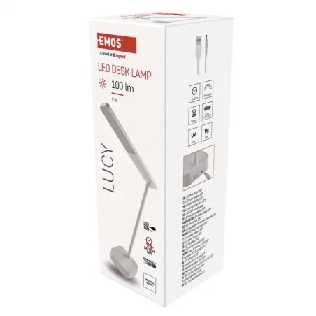 Lampki-biurkowe - lampa biurkowa biała 5000k 2w led + usb lucy z7626 emos 