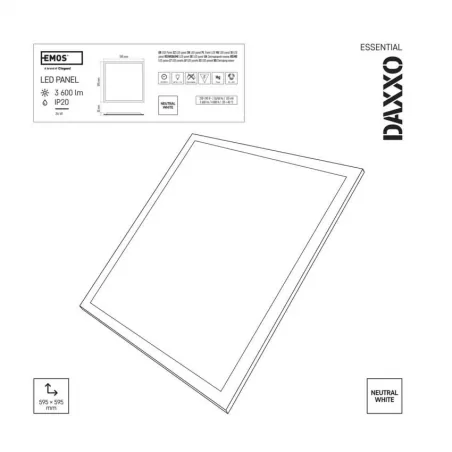 Oprawy-sufitowe - panel led backlit 60×60 36w neutralna biel daxxo zb2414 emos 