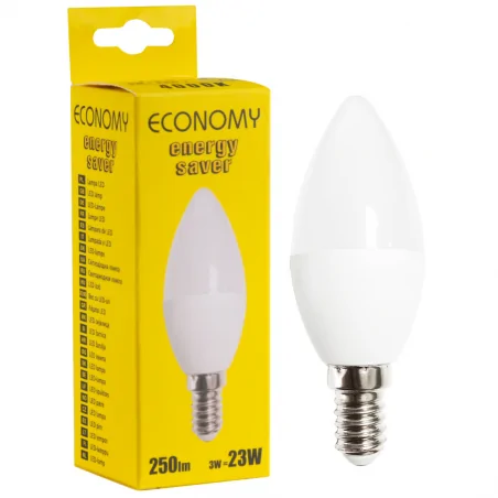 Gwint-trzonek-e14 - mleczna żarówka led e14 świeczka 3w c37 neutralna 250lm 4000k polux 