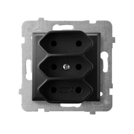 Gniazda-podwojne-podtynkowe - gniazdo potrójne euro czarny metalik gp-3u/m/33 aria ospel 