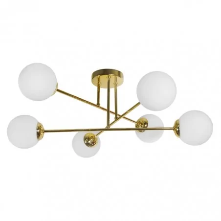 Lampy-sufitowe - złoto-biała lampa sufitowa 6 kul e27 60w leia 6p ad-ld-6439ce27sm orno 