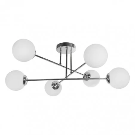 Lampy-sufitowe - oświetlenie sufitowe chromowo- białe 6 kul x e27 60w leia 6p ad-ld-6439gge27sm orno 