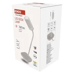 Lampki-biurkowe - z7629w biała lampka biurkowa ściemnialna lily 13,5w zmienna barwa emos 