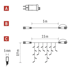 Dekoracje-swiateczne-led - łańcuch świetlny sople - łączone 100led 2,5m zimna biel timer d1cc03 emos 