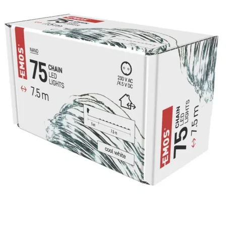 Dekoracje-swiateczne-led - drucik świecący łezki 75xled nano 7,5m zimna biel zielony przewód ip44 timer d3ac04 emos 