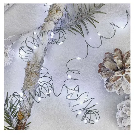 Dekoracje-swiateczne-led - drucik świecący łezki 75xled nano 7,5m zimna biel zielony przewód ip44 timer d3ac04 emos 