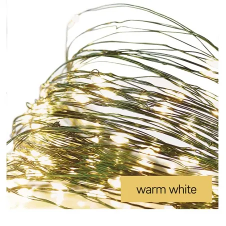 Dekoracje-swiateczne-led - nano drucik łezki - łańcuch świetlny 40xled 4m ciepła biel zielony przewód ip44 timer d3aw03 emos 