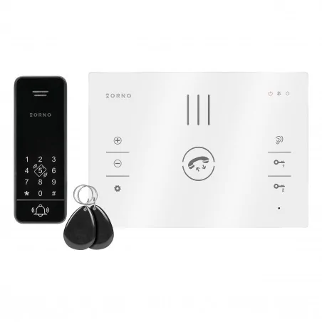 Domofony - zestaw domofonowy jednorodzinny bezsłuchawkowy 2-żyłowy z szyfratorem biały sandi or-dom-ba-933/w orno 
