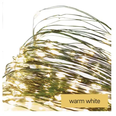 Dekoracje-swiateczne-led - drucik świetlny nano łezki 150xled 15m ciepła biel zielony przewód ip44 timer d3aw05 emos 