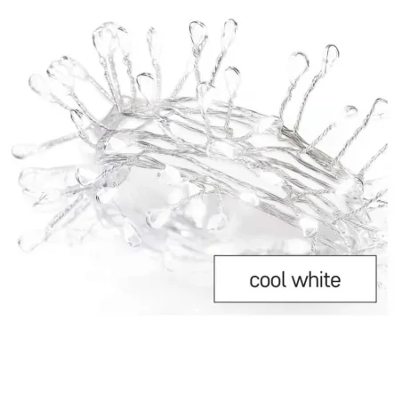 Dekoracje-swiateczne-led - światełka jeżyk nano łezki 100xled 2,4m 3xaa zimna biel ip20 timer d3fc01 emos 