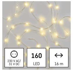 Dekoracje-swiateczne-led - dekoracje świecąca 160xled drop łezki 16m ciepła biel ip44 timer d3aw16 emos 