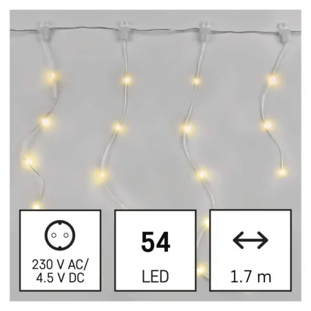 Dekoracje-swiateczne-led - kurtyna światełka ledx54 drop łezki 1,7m ciepła biel 8 programów ip44 d3cw01 emos 