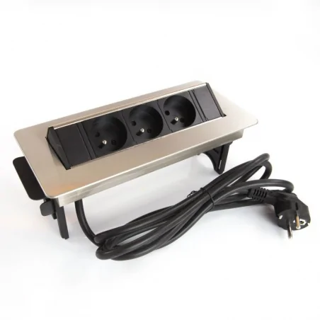 Listwy-zasilajace - gniazdo blatowe w niklowanej obudowie 3 gniazda 230v ac 3680w przewód 1.8 m or-ae-1363 orno 