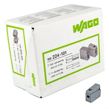 Szybkozlaczki - szybkozłączka oświetleniowa pojedyncza szara 0,5-2,5mm2 224-101 wago 