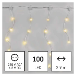 Dekoracje-swiateczne-led - światełka - kurtyna świetlna 100xled drop łezki 2,9m ciepła biel 8 programów ip44 led d3cw02 emos 