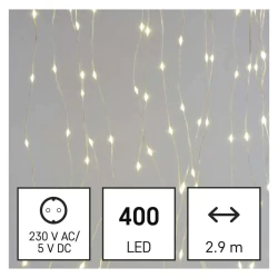 Dekoracje-swiateczne-led - kurtyna świetlna 400 x led drop światełka 2,9x2m ciepła biel 8 programów ip44 d3ew04 emos 