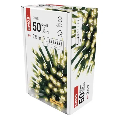 Oswietlenie-przemyslowe- - lampki choinkowe classic 50 led 2,5m ciepła biel zielony przewód ip20 d4gw01 emos 