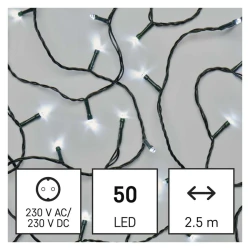 Oswietlenie-choinkowe - choinkowe światełka classic 50xled 2,5m zimna biel zielony przewód ip20 d4gc01 emos 