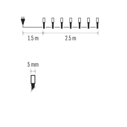 Oswietlenie-choinkowe - choinkowe światełka classic 50xled 2,5m zimna biel zielony przewód ip20 d4gc01 emos 