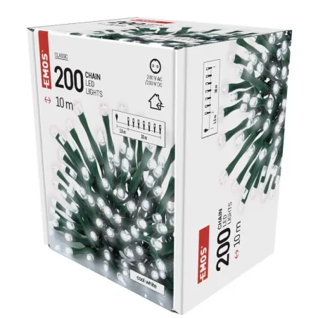 Oswietlenie-choinkowe - lampki choinkowe classic 200 led 10m zimna biel zielony przewód ip20 d4gc03 emos 