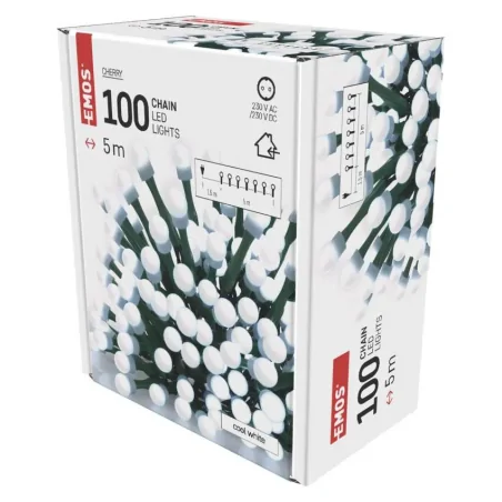 Oswietlenie-choinkowe - światełka na choinkę kulki 100 led cherry 5m zimna biel zielony przewód ip20 d5gc02 emos 