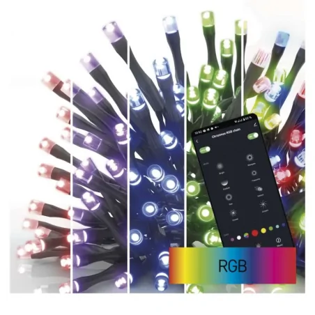 Oswietlenie-choinkowe - gosmart lampki choinkowe 80led 8m rgb czarny przewód 64 programów ip44 wi-fi d4zr01 emos 