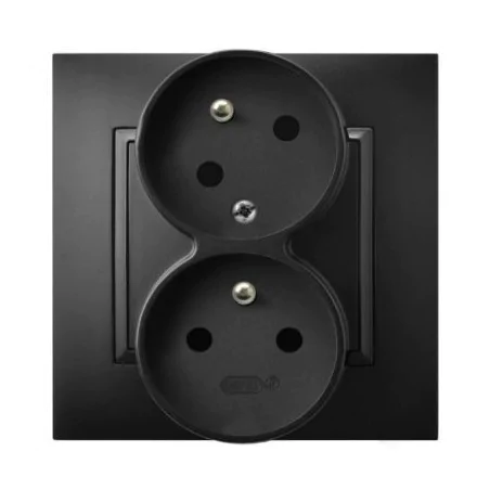 Gniazda-podwojne-podtynkowe - gniazdo podwójne z uziemieniem i funkcją niezamienności faz czarny metalik gp-2uc/33  aria ospel 