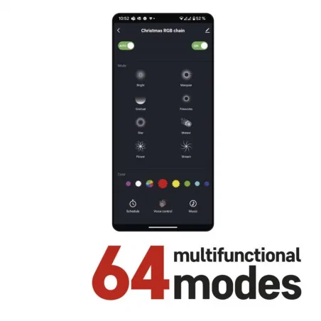 Oswietlenie-choinkowe - lampki choinkowe na wi-fi światełka kolorowe na aplikację 12m rgb 64 programów ip44 d4zr02 emos 