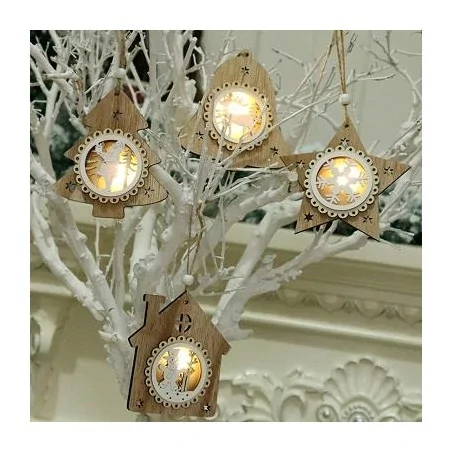 Dekoracje-swiateczne-led - drewniana świąteczna zawieszka led 2700k	0856 lvt 