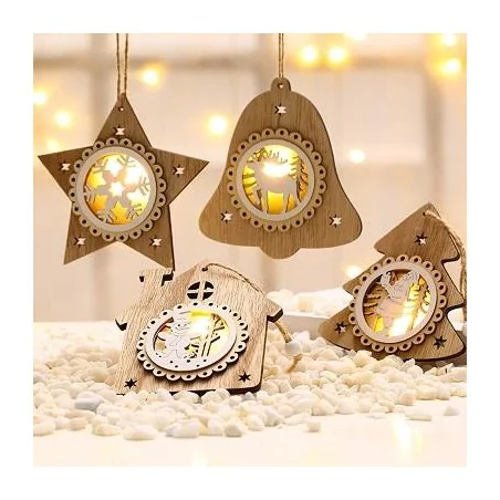 Dekoracje-swiateczne-led - drewniana świąteczna zawieszka led 2700k	0856 lvt 